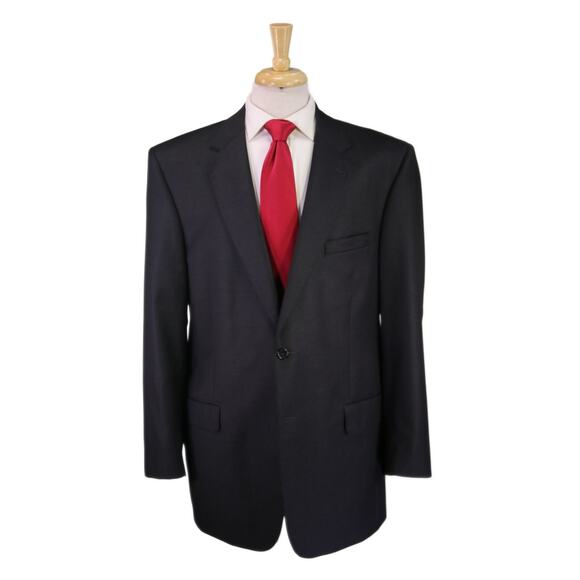 Jos A Bank Signature Gold Solid Charcoal Gray 2-Btn Wool Suit 44L - Picture 1 of 9